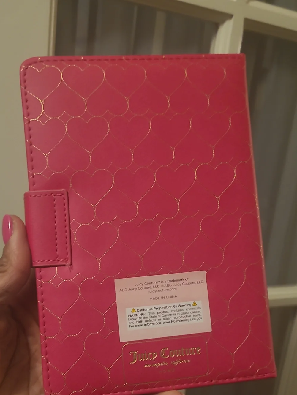 Juicy Couture Pink Quilted Heart Notebook with Gold Heart Clasp